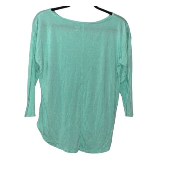 A.N.A Womens Mint Green 3/4 Sleeve High-Low Top L 100% Rayon Casual Loose Fit - Picture 5 of 6